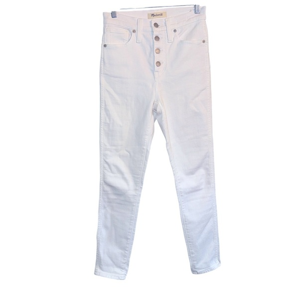 Madewell 10" High-Rise Skinny Crop Jeans Pure White Button-Front Edition Size 26 - Picture 6 of 14